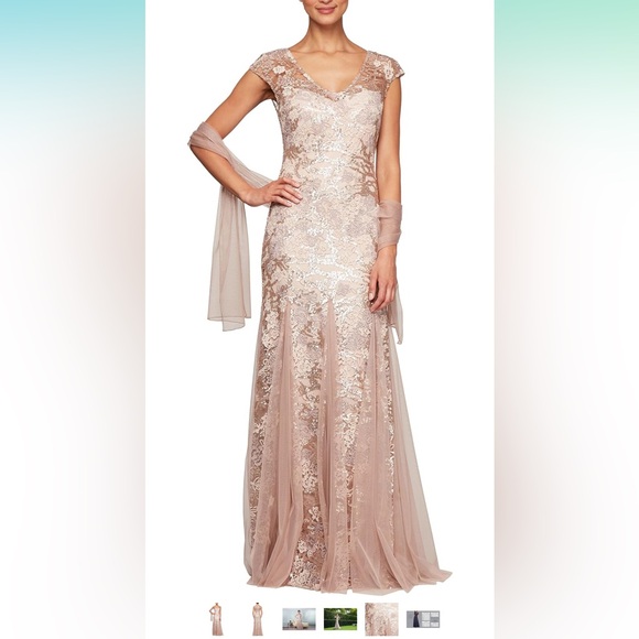 Alex Evenings Women's Long Fit and Flare Dress Godet Detail - Picture 1 of 4